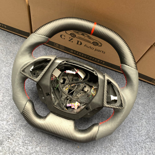 CZD auto parts carbon fiber steering wheel for Chevrolet 6th gen Camaro 2016-2020 with red stripe and stitching