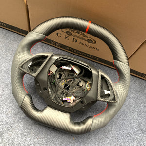 CZD auto parts carbon fiber steering wheel for Chevrolet 6th gen Camaro 2016-2020 with red stripe and stitching