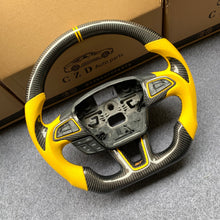 Load image into Gallery viewer, CZD auto parts for Ford Focus RS ST 2015-2018 carbon fiber steering wheel with yellow perforated leather side