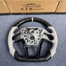 Load image into Gallery viewer, CZD auto parts for Ford Mustang 2024+ carbon fiber steering wheel with white perforated leather