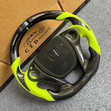 Load image into Gallery viewer, CZD auto parts for Honda Accord Crosstour 2013-2015 carbon fiber steering wheel with green alcantara leather side