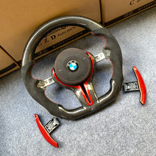 Load image into Gallery viewer, CZD Autoparts for BMW M5 F10 M6 F12 F13 carbon fiber steering wheel Black Alcantara with red stitching