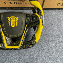 Load image into Gallery viewer, CZD auto parts carbon fiber steering wheel for Chevrolet 5th gen Camaro 2010-2015 with gloss yellow flakes forge carbon fiber