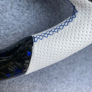 2018-2023 Ford Mustang carbon fiber steering wheel from czd  with blue stitching