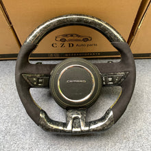Load image into Gallery viewer, CZD auto parts carbon fiber steering wheel for camaro 2010-2011 with black smooth leather airbag cover