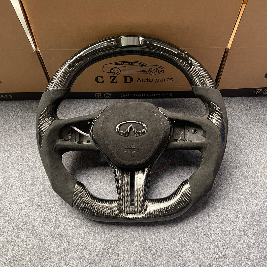 czd auto parts carbon fiber steering wheel for Infiniti Q60 with alcantara