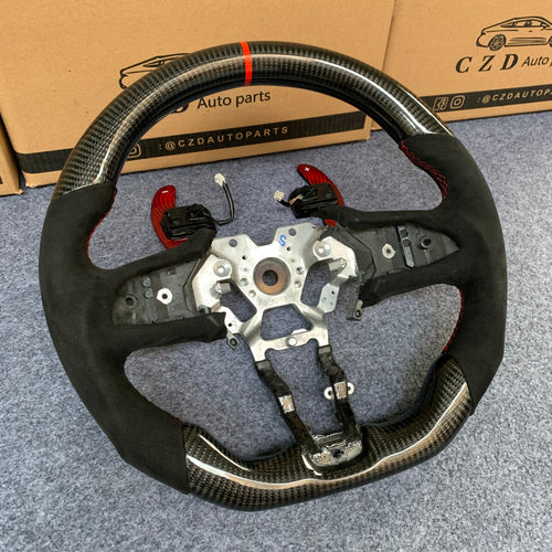 CZD autoparts for Infiniti Q50 2018-2019  carbon fiber steering wheel with red stitching