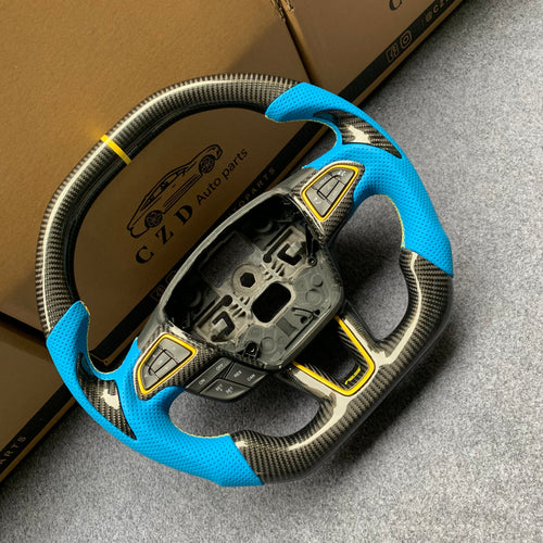 CZD auto parts For Ford Focus MK3 RS/ST /EcoSport/Escape/Kuga/C-MAX 2015-2020 Carbon Fiber Steering Wheel With flat top and flat bottom
