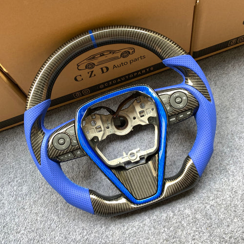 czd auto parts carbon fiber steering wheel for Toyota Avalon 2018-2022 with blue stitching