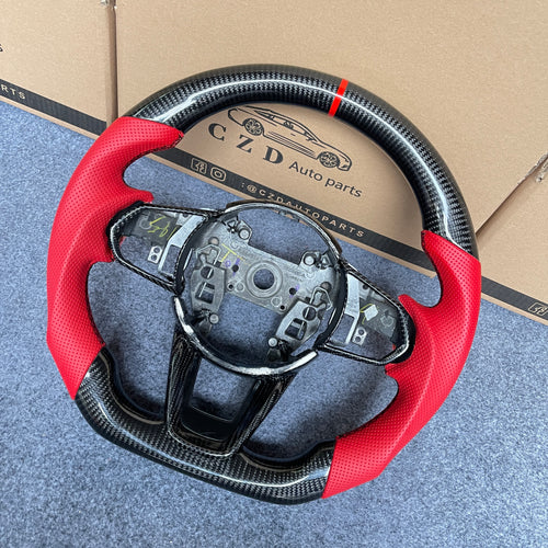 czd auto parts carbon fiber steering wheel for Acura TLX TYPE S 2021-2022 with red perforated leather