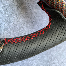 Load image into Gallery viewer, CZD autoparts for Ford Mustang 2015-2017 carbon fiber steering wheel with red wire carbon fiber