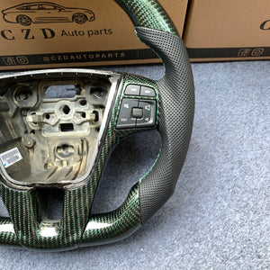 CZD Autoparts For Volvo 2017 V60 R carbon fiber steering wheel gloss green wire carbon fiber trim