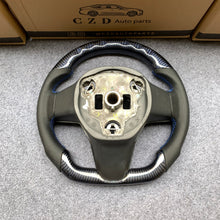 Load image into Gallery viewer, CZD Tesla Model 3 2017/2018/2019/2020 carbon fiber steering wheel with blue wire
