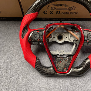 czd auto parts carbon fiber steering wheel for Toyota 8th gen Camry se xse le xle 2018-2022 with gloss black carbon fiber thumbgrips