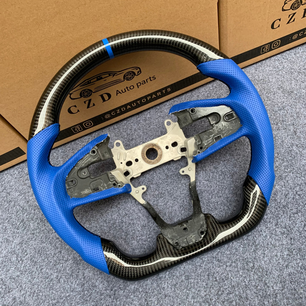 czd auto parts carbon fiber steering wheel for Honda FK8 2016-2021 with blue perforated leather