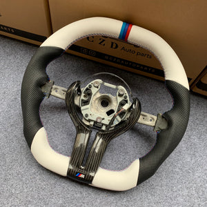 CZD Autoparts For BMW f series M1 M2 M3 M4 carbon fiber steering wheel gloss carbon fiber trim