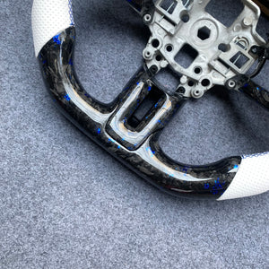2018-2023 Ford Mustang carbon fiber steering wheel from czd  with blue stitching