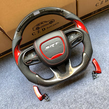 Load image into Gallery viewer, CZD Autoparts for Dodge Charger 2015-2021 carbon carbon fiber steering wheel round top and flat bottom