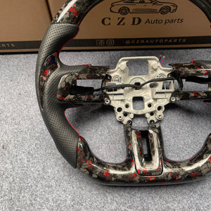 2018-2023 Ford Mustang carbon fiber steering wheel from czd with red stitching