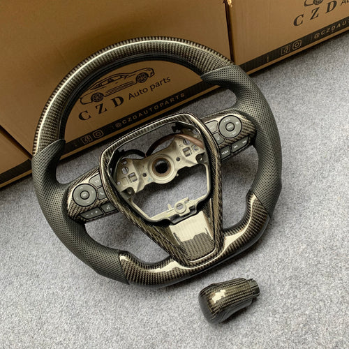 CZD For 8th Gen 2018/2019/2020/2021 Toyota Camry/SE/XSE/TRD carbon fiber steering wheel with black stitching