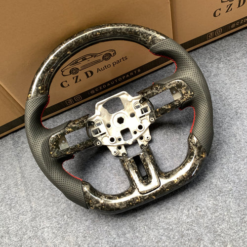2015-2017 Ford Mustang carbon fiber steering wheel from czd auto parts with blake perforated