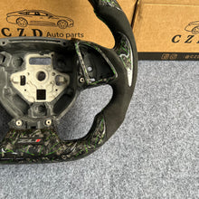 Load image into Gallery viewer, CZD auto parts for Chevrolet 6th gen Camaro 2016-2020 carbon fiber steering wheel with forged carbon fiber with green  wire