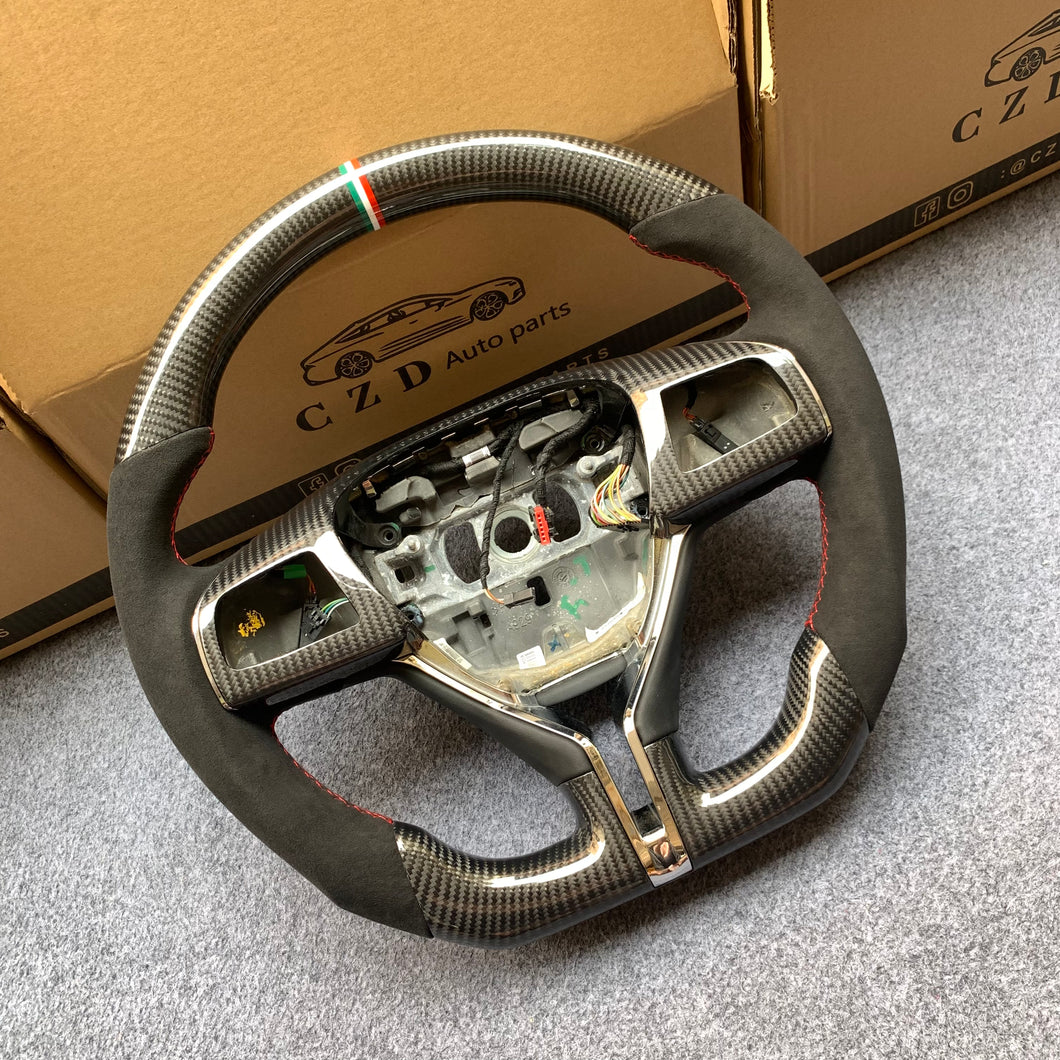 CZD auto parts For Maserati Quattroporte GTS 2013-2019 carbon fiber steering wheel with black alcantara