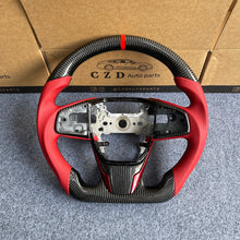 Load image into Gallery viewer, CZD auto parts for Honda 10th gen Civic SI 2016-2021 carbon fiber steering wheel with red perforated leather side