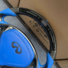 Load image into Gallery viewer, CZD autoparts for Infiniti G25 G35 G37 G37X 2007-2015 carbon fiber steering wheel with blue airbag cover