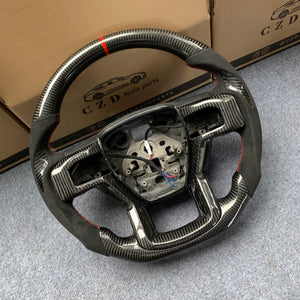 CZD Auto Parts carbon fiber steering wheel for Ford F-150 2015-2020 with red stripe