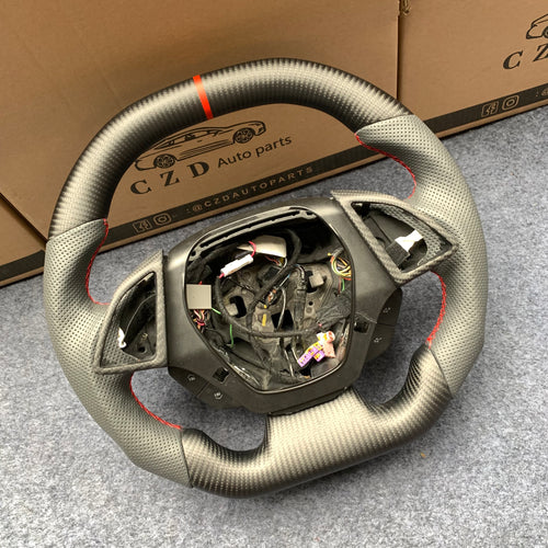 CZD auto parts carbon fiber steering wheel for Chevrolet 6th gen Camaro 2016-2020 with matte carbon fiber and red stripe