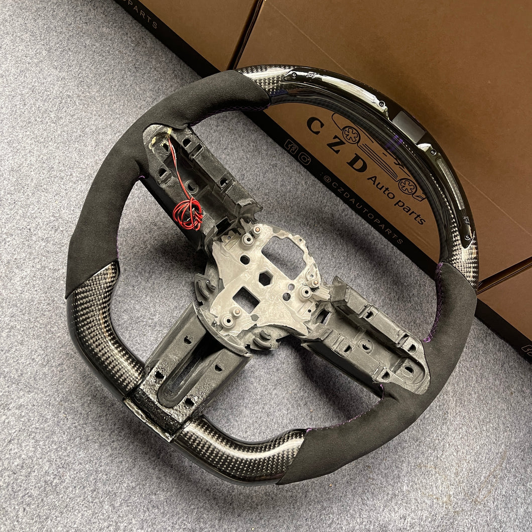 CZD auto parts carbon fiber steering wheel for Ford Mustang 2010-2014 with led shift light