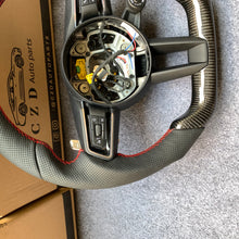 Load image into Gallery viewer, CZD auto parts for Macan models 2014 - 2022 carbon fiber steering wheel with perforated leather top carbon bottom