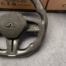 Load image into Gallery viewer, czd auto parts carbon fiber steering wheel for Infiniti Q60 with alcantara