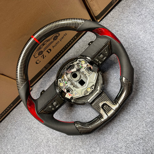 CZD auto parts carbon fiber steering wheel for camaro 2010-2011 with red stripe and red stitching