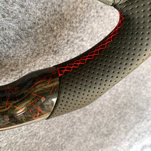 CZD Autoparts for Volkswagen Golf 7 GTI 2015 2016 carbon fiber steering wheel black perforated leather sides
