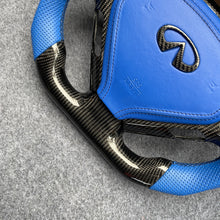 Load image into Gallery viewer, czd auto parts carbon fiber steering wheel for Infiniti G25 G35 G37 G37X 2007-2015 with blue airbag cover