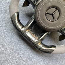 Load image into Gallery viewer, CZD auto parts for Mercedes Benz AMG A35 W177 GT C190 C43 W205 C63S W205 CLA35 C118 2019-2021 carbon fiber steering wheel with gray alcantarra leather