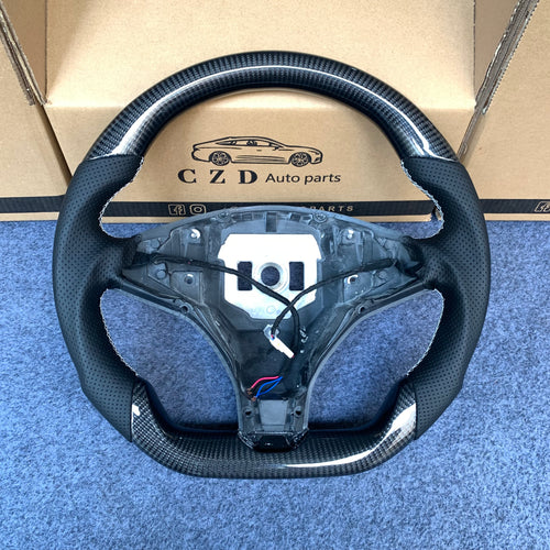 czd auto parts carbon fiber steering wheel for Tesla X with perforated leather