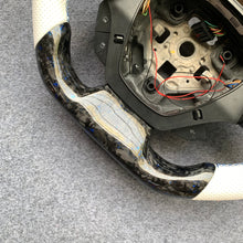 Load image into Gallery viewer, CZD auto parts carbon fiber steering wheel for Chevrolet 6th gen Camaro 2016-2020 with gloss blue flakes forge carbon fiber