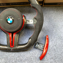Load image into Gallery viewer, CZD Autoparts for BMW M5 F10 M6 F12 F13 carbon fiber steering wheel Black Alcantara with red stitching
