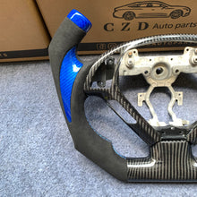 Load image into Gallery viewer, czd auto parts carbon fiber steering wheel for Infiniti G37 with blue thumb grips