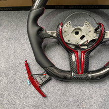 Load image into Gallery viewer, CZD auto parts for  BMW M2 F87 M3 F80 M4 F82 F83 M5 F10 M6 F06 F12 F13 X5 M F85 X6 M F86 carbon fiber steering wheel with red carbon paddle shifter