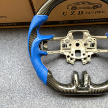 Load image into Gallery viewer, CZD autoparts for Ford Mustang 2015-2017 carbon fiber steering wheel with blue perforated leather side