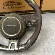 Load image into Gallery viewer, CZD auto parts carbon fiber steering wheel for camaro 2010-2011 with black smooth leather airbag cover