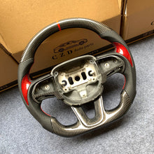 Load image into Gallery viewer, CZD Autoparts for Dodge Charger 2015-2021 carbon fiber steering wheel gloss black carbon fiber top and bottom and black perforated leather sides