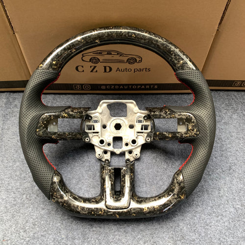 2015-2017 Ford Mustang/SHELBY GT350 carbon fiber steering wheel with forged carbon fiber gold flakes