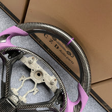 Load image into Gallery viewer, CZD autoparts for Infiniti G25 G35 G37 G37X 2007-2015 carbon fiber steering wheel with purple perforated leather side