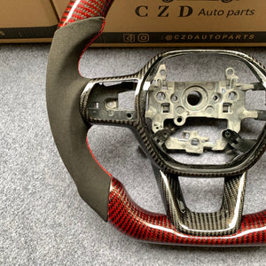 CZD Autoparts For Honda 11th gen Civic carbon fiber steering wheel black alcantara sides
