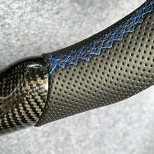 Load image into Gallery viewer, CZD auto parts carbon fiber steering wheel for camaro 2010-2011 with black perforated leather and blue stitching